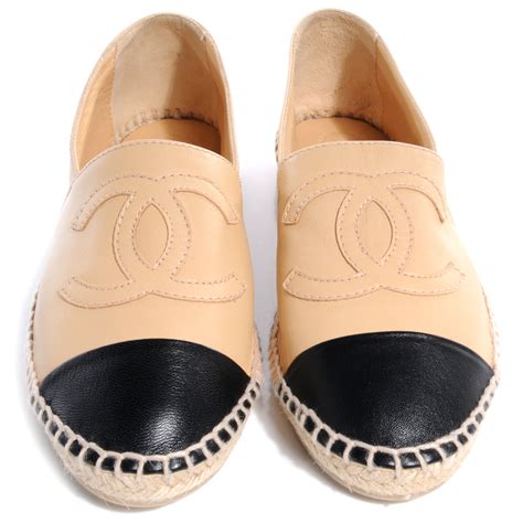 chanel espadrilles beige and black|Chanel espadrilles all black.